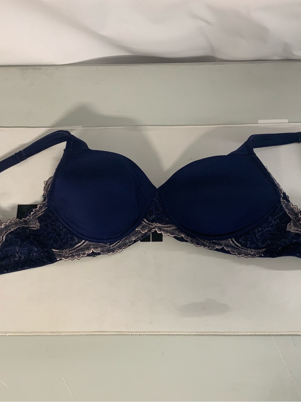 Breezies Navy Lace-Trim Molded Bra